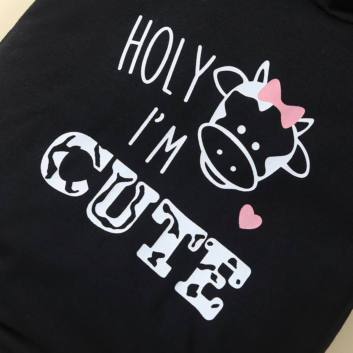 Spring and Autumn Baby Boy Letter Cow Printed Hoodie Pants Cute Casual Cow Spotted Full Pattern Pants Set