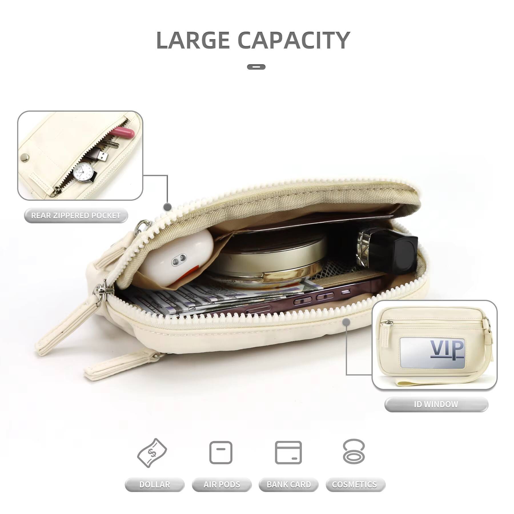 Puffer Wristlet Wallets Women, Nylon Quilted Wallet with 3-Zipper Purse for Travel Credit Card Holder Phone Organizer ddmynov