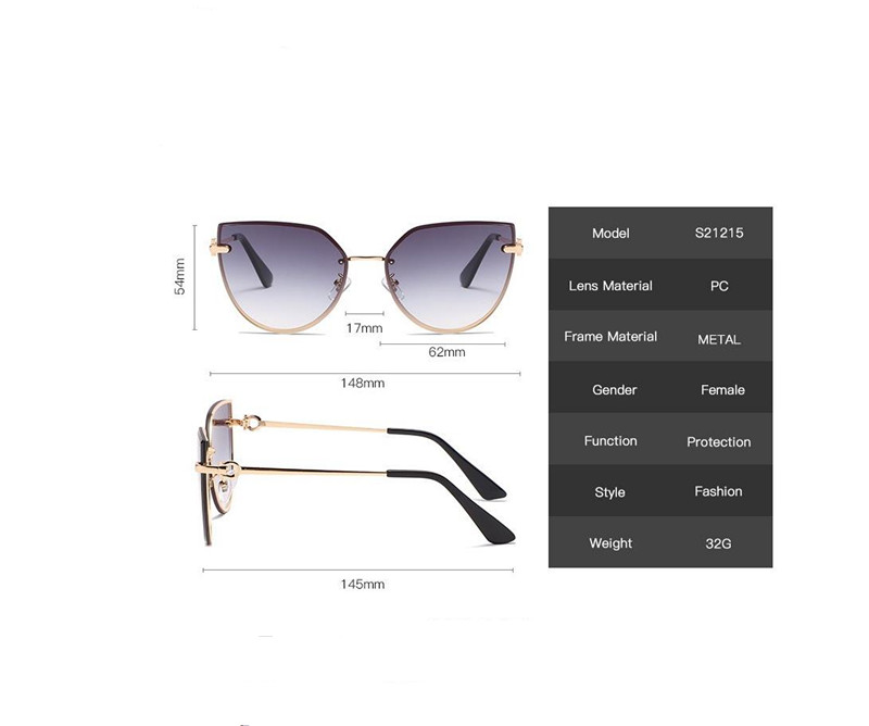 Designer Sunglasses For Women Metal Large Frame Cat Eye Sunglasses Trendy Gradient Color Sunglasses Polarized Lens Goggle Pilot Women Sunglasses