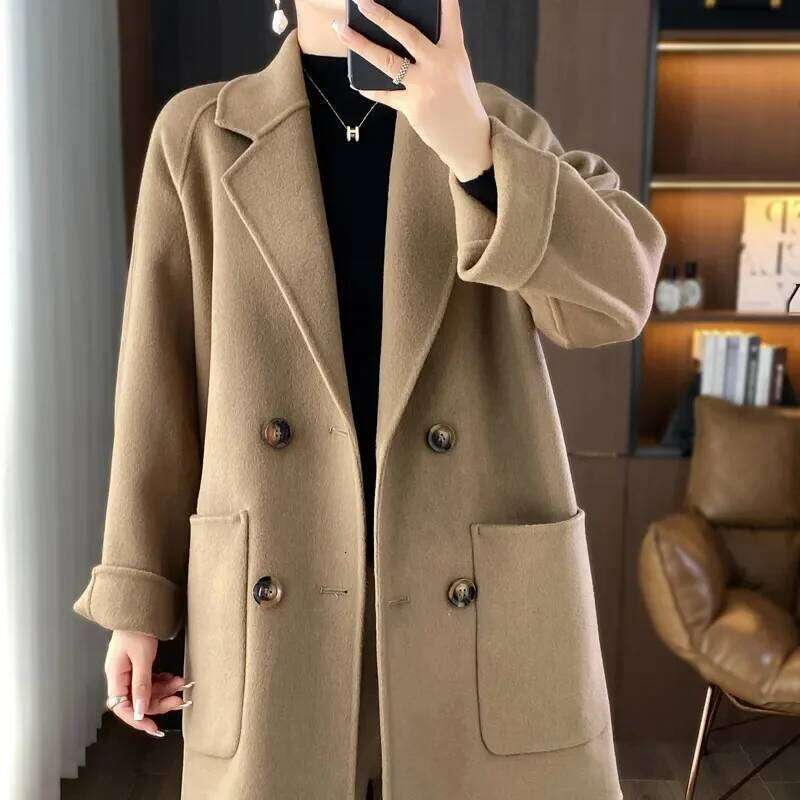 Fashion Double-sided Coat Women's Woolen Overcoat Autumn Winter Thicken Double-breasted Wool Jacket Female Streetwear Coats