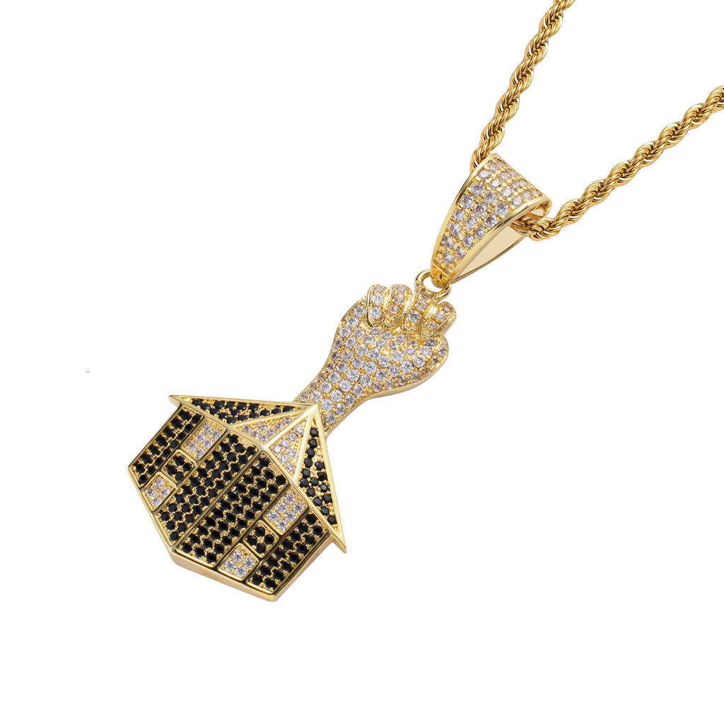 Luxury Moissanite Jewelry Hip Hop Street Necklace Men Fist House Pendant Iced Out Accessory Pass the diamond tester