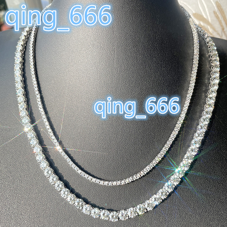 Hip Hop Tennis Chain in Stock 2mm Wide With D Color Moissanite Diamond Necklace 925 Solid Silver Tennis Link Chain/Bracelet