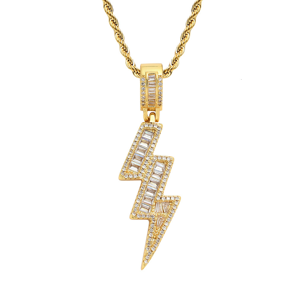 Luxury Moissanite Jewelry Hip Hop Iced Out Lightning Pendant Necklace Unisex Trendy and Stylish Necklace Pendant Pass the diamond tester