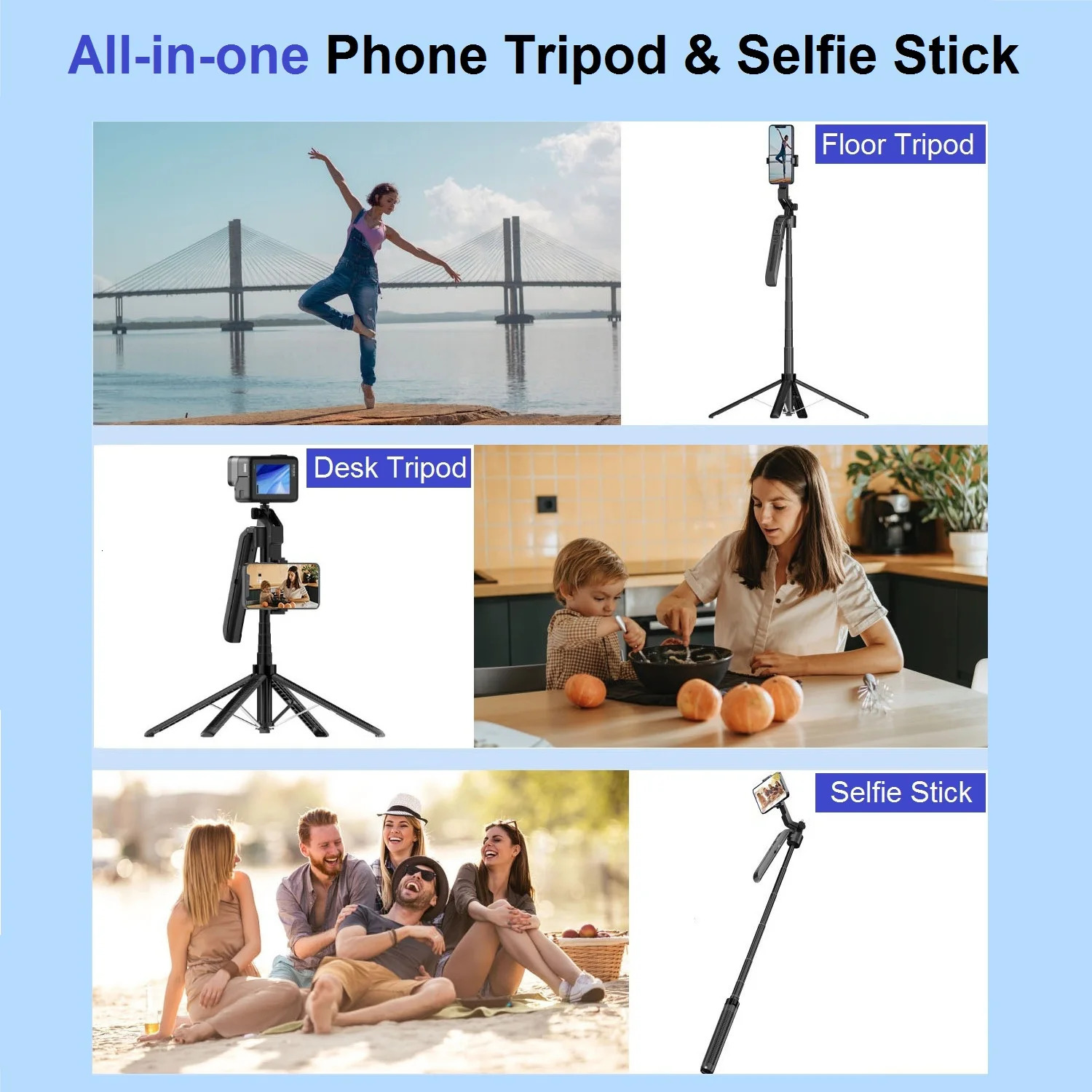 Auto Face Tracking Tripod 360° Rotation 71 Extendable Phone Selfie Stick Smart Holder for Vid 250612