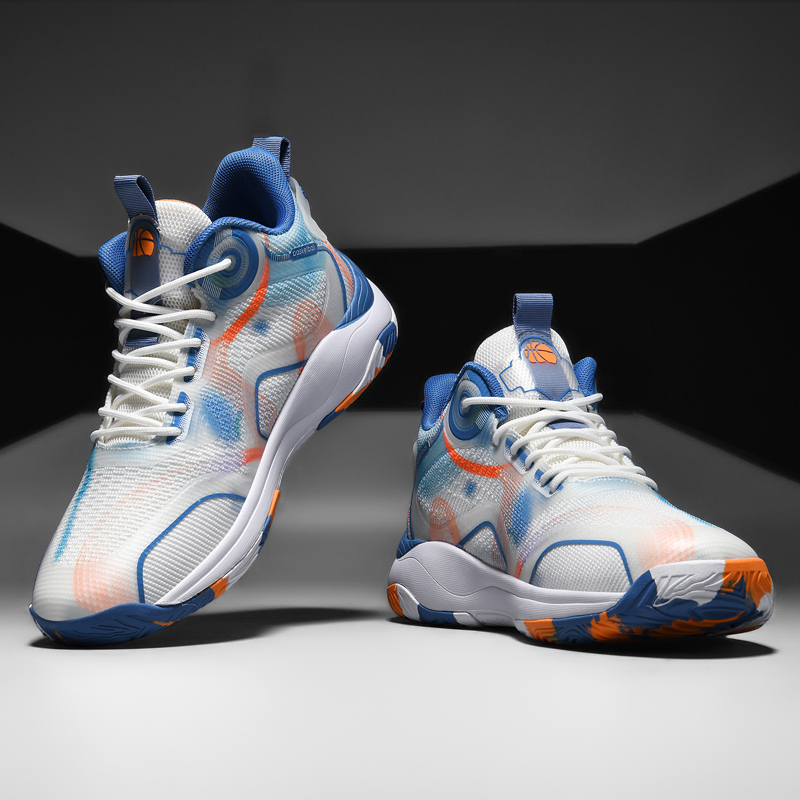 8877-Boys High Top New Style Basketball Shoes Chinese Breathable Anti-slip Outdoor Sneakers Fitness Running Training Sneakers