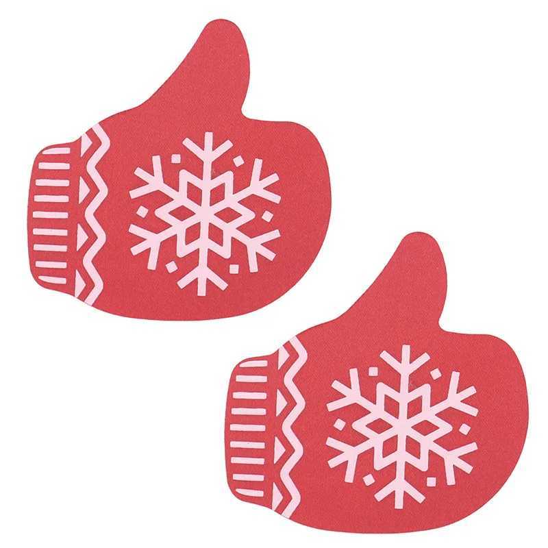 Christmas Snowflake Nipple Covers for Women Disposable Glitter Pasties in Snowflake Glove Shapes Holiday Bra Stickers Girls W250624