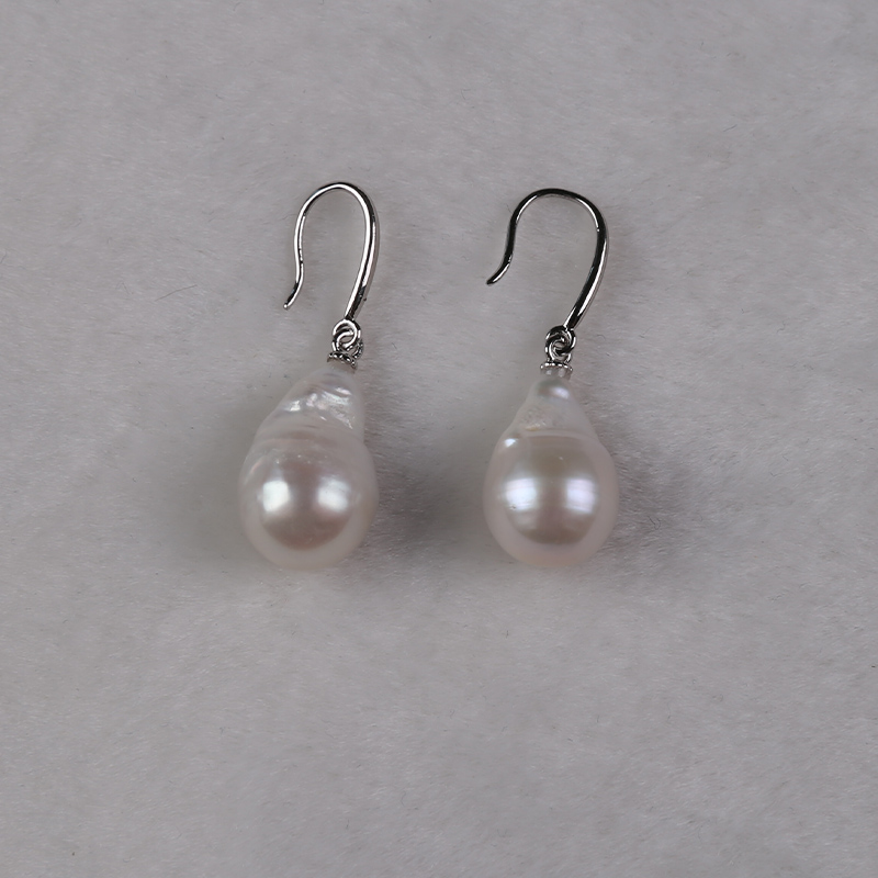 Elegant Freshwater Pearl Earrings - Pure White Drop Pendant