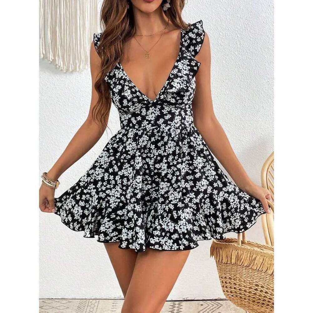 New beach 2025 summer vestidos para mujer fashion printing party vacation dress sexy mini dresses for woman