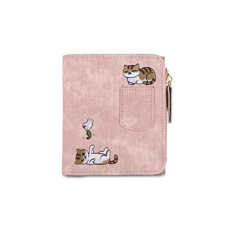 Embroidery Women Short Wallet Zipper Coin Purse Short Womens Wallet Kaii Mini Cards Holder Cluh for Girl Carteras Mujer XJ250624