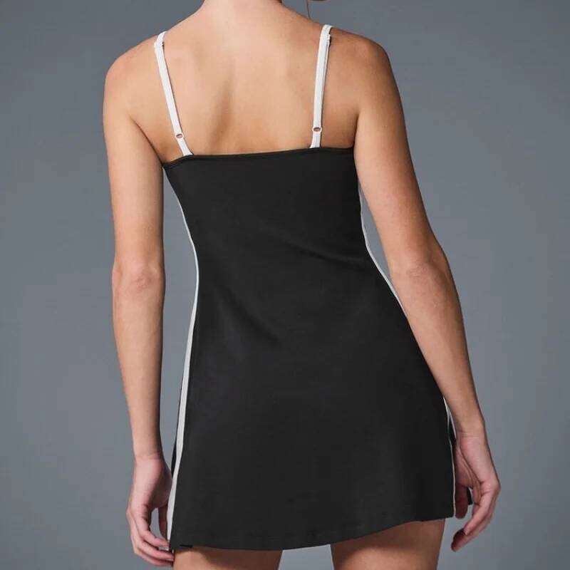 FUBEIKE Yoga Women's Contrast Color With Chest Pad Anti-Exposure Bottom Shorts Exercise Workout Training Tennis Dress