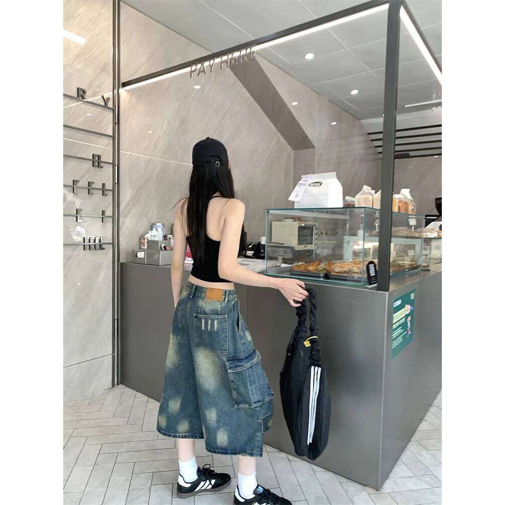 2025 designer jeans women y2k street clothing Korean calf trousers shorts 2000s jeans street fashion jeans straight jeans autumn jeans