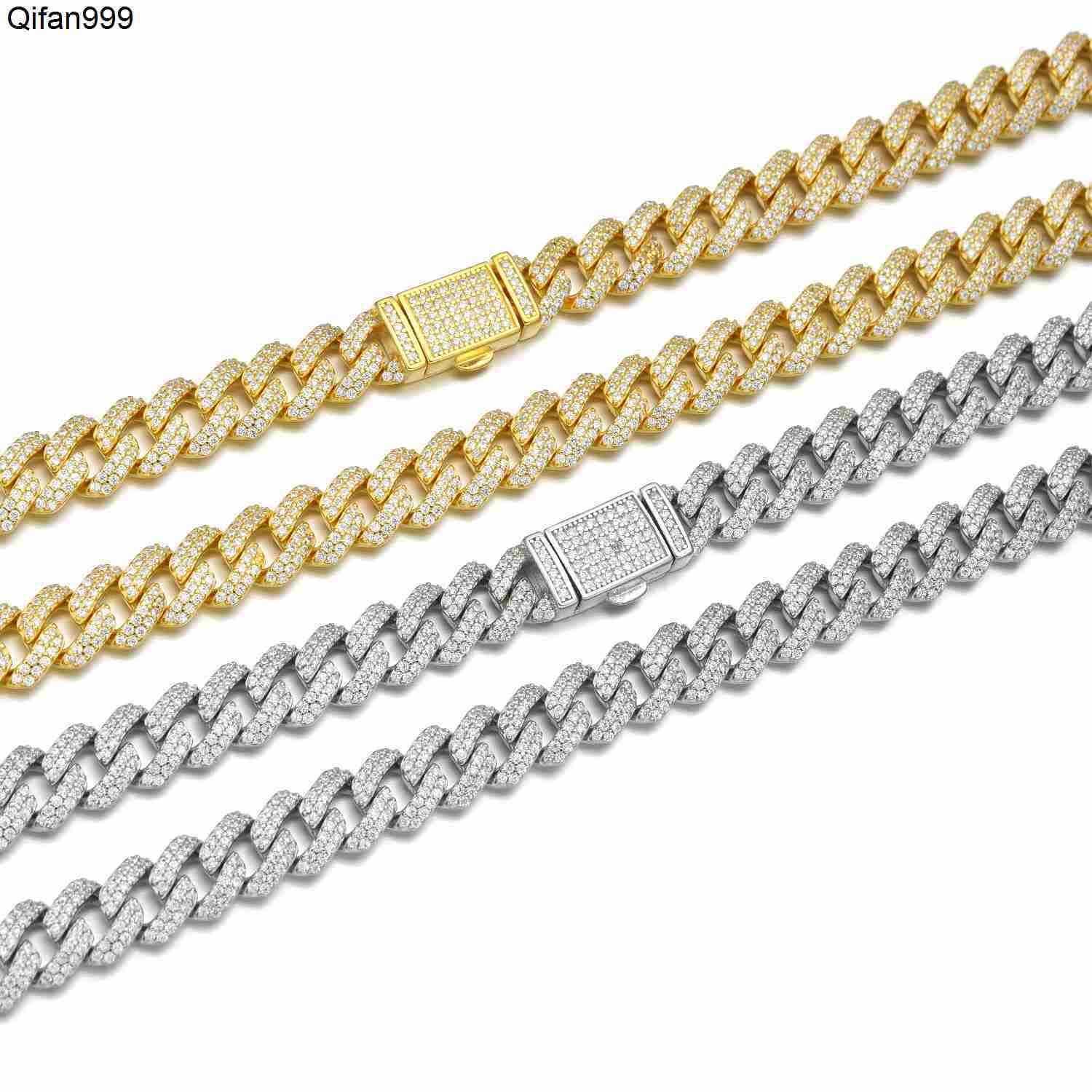 Moissanite Cuban Link Chain Custom Jewelry Miami Real 925 Sterling Silver Cadena Cubana Diamond Cut Hip Hop Necklaces Gifts