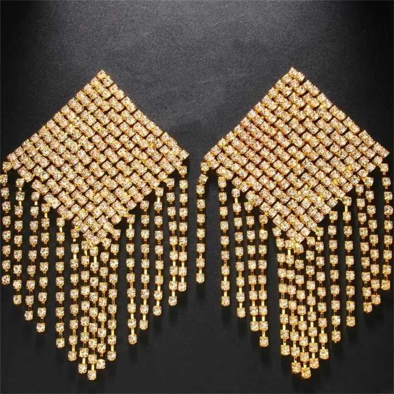 72XE Rhinestones Tassels Nipple Cover for Carnivals Party Alloy Pasties Body Chain W250624