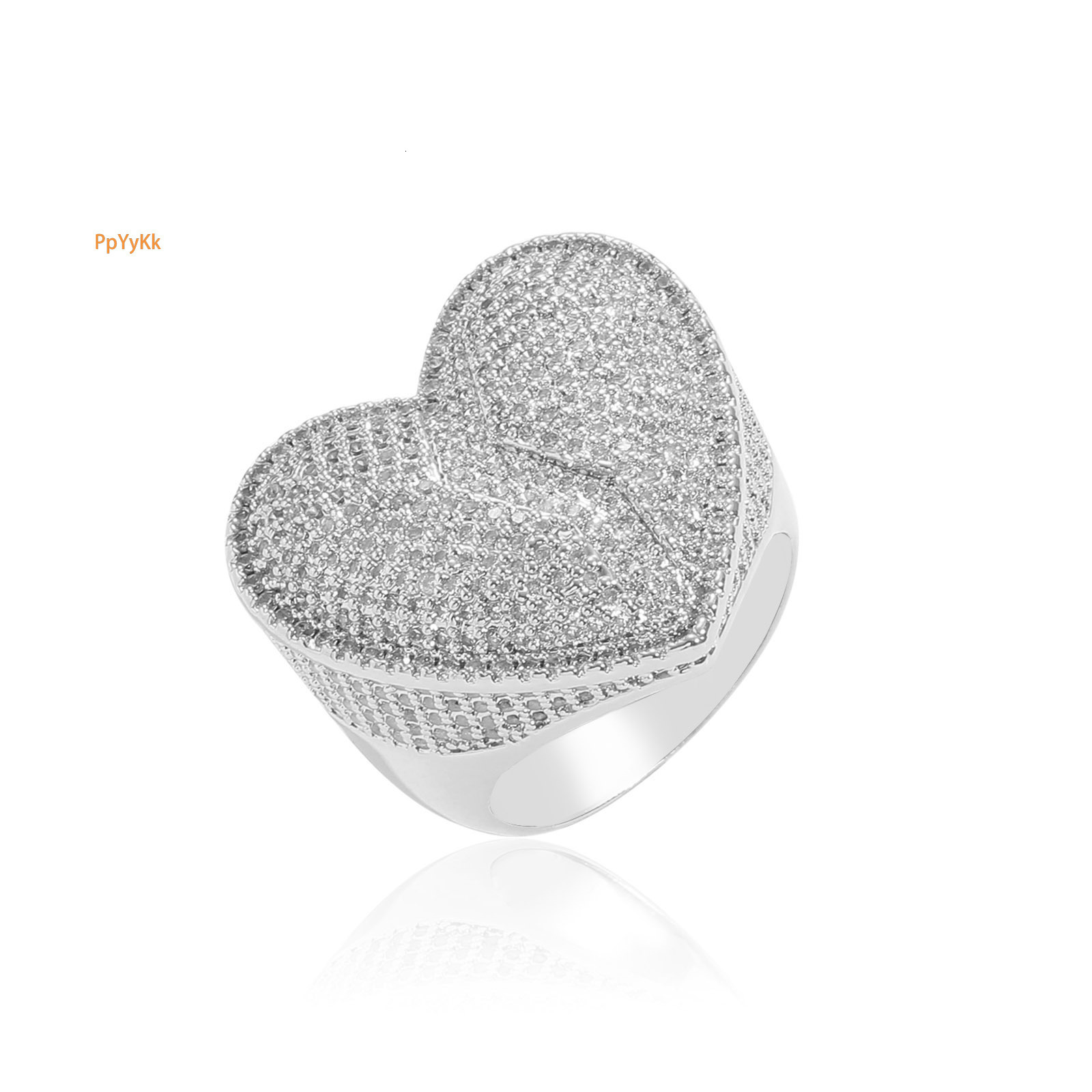 New Luxury Moissanite Love Broken Heart Ring Individual Trendy Hip Hop Heart Diamond Jewelry Passes the Diamond Tester
