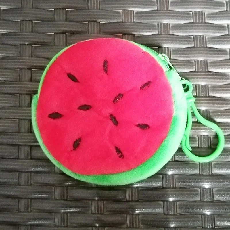 1Pc Cute Fruit Shape Plush Coin Purse Watermelon Pineapple Orange Strawberry Purse Bag Keychain Pocket Kids Coin Pouch Wallet R250624