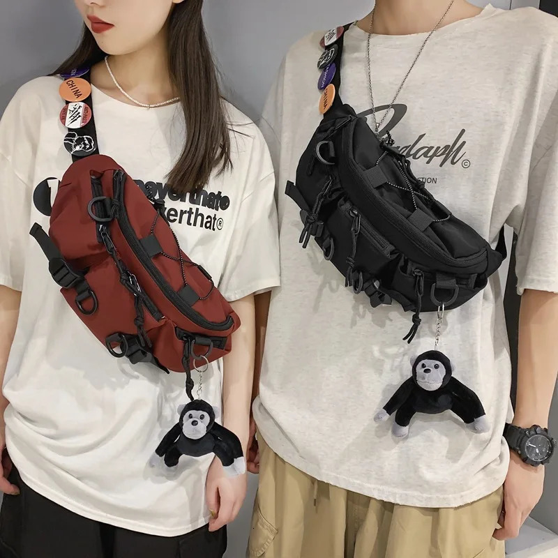 Techwear Punk Hip Hop Crossbody Bag Men Women Street Casual Cycling Motorcycle Fanny Pack Large-capacity Waterproof Waist Bag 250623