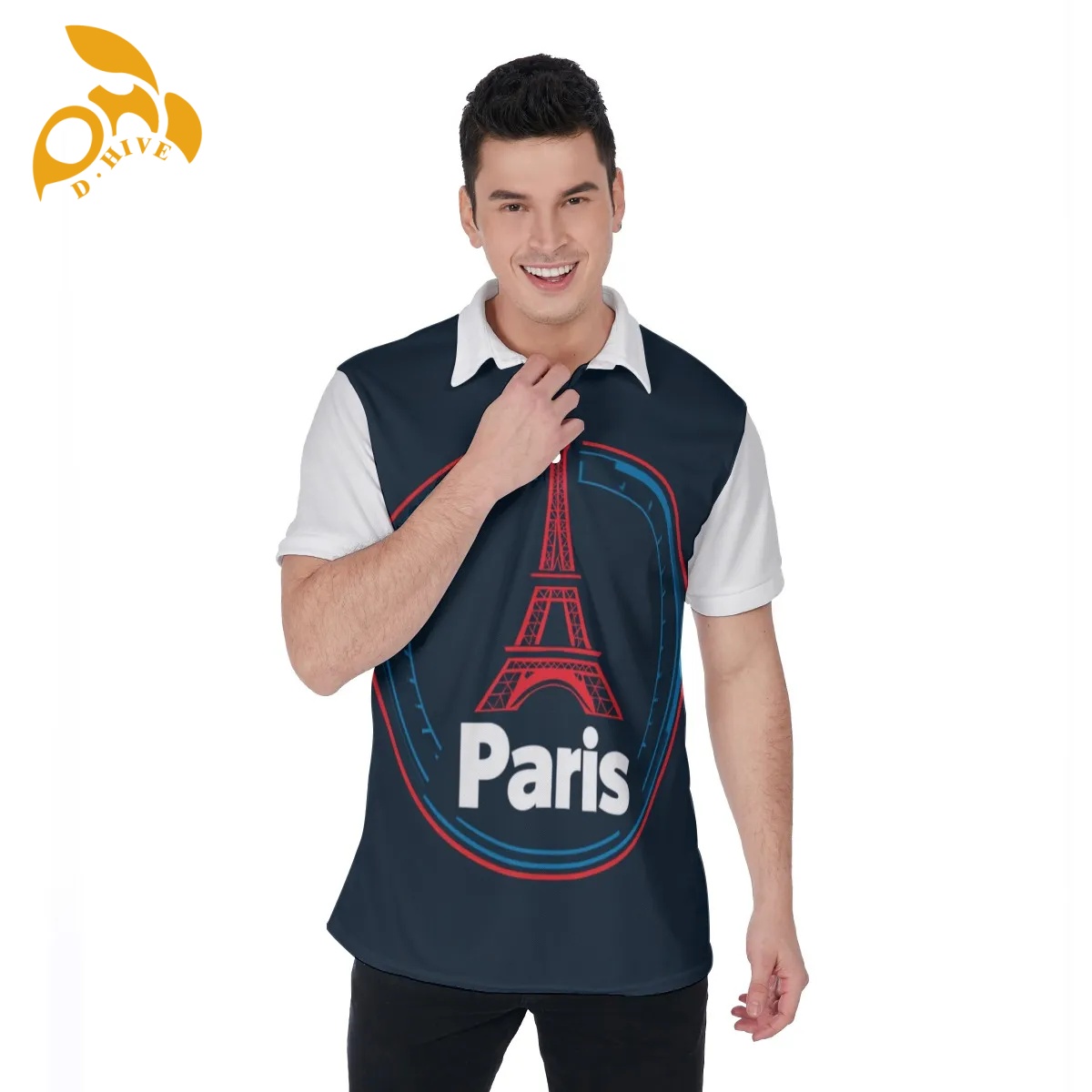 free shipping new design All-Over Print Men's Polo Shirt Collar Jersey High-quality fabric Fashionable style Skin-friendly breathable