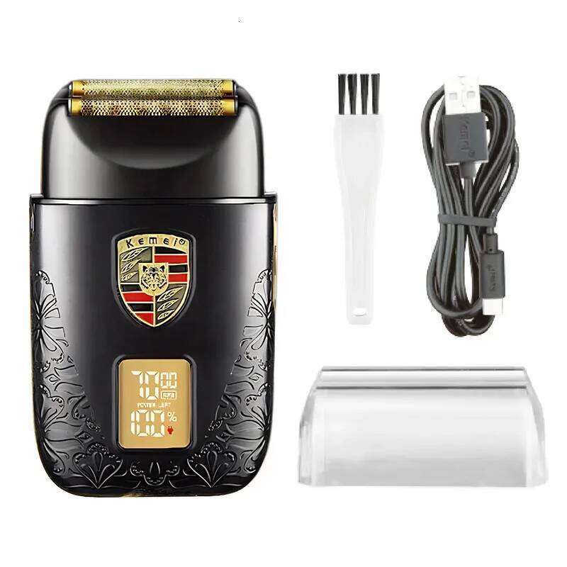 Kemei Rechargeable Cordless Foil Shaver Men Twin Blade Reciprocating Beard Razor Face Care Multifunction Strong Barber Trimmer