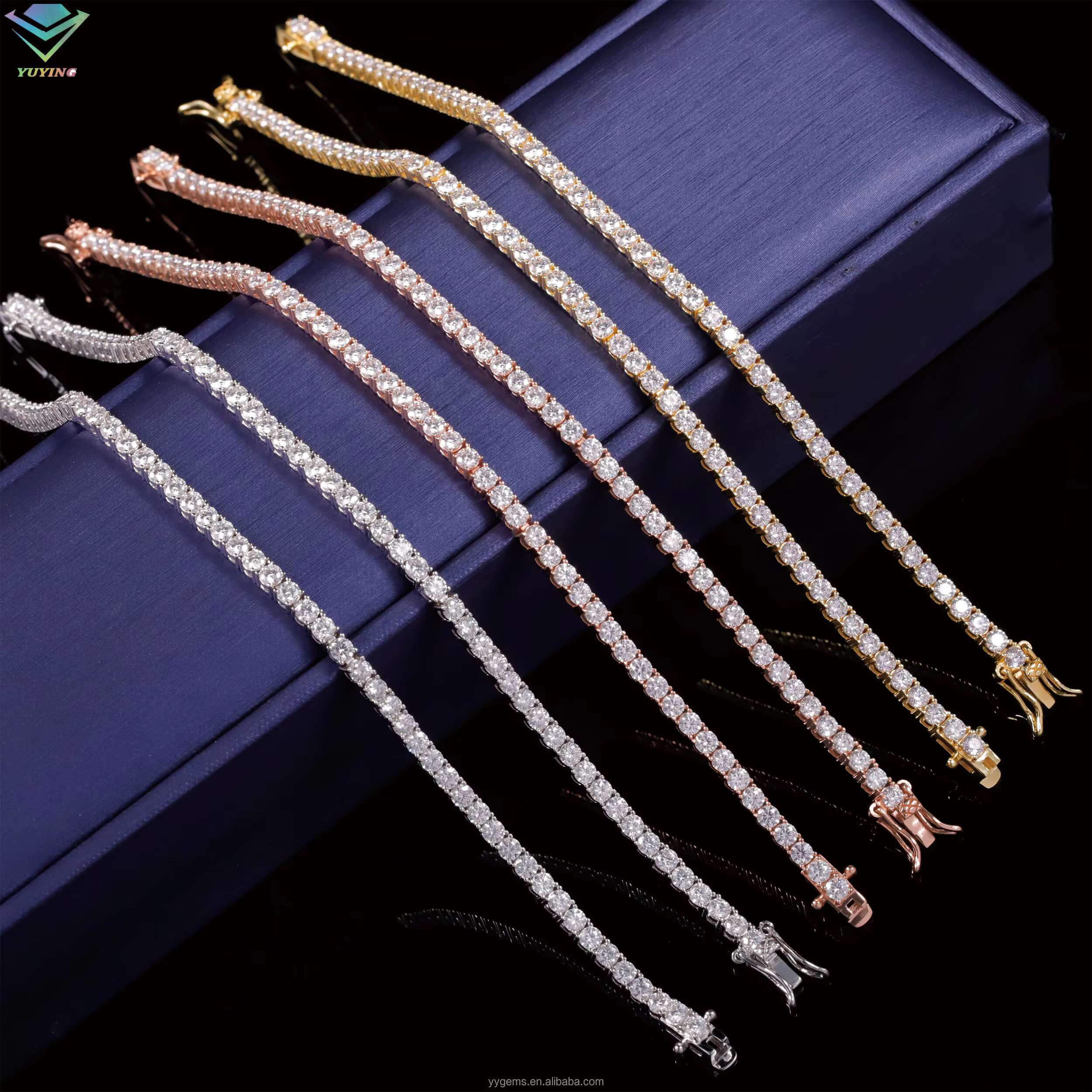 designer necklace Ready to Ship Gold Plated Silver D Color VVS Moissanite Diamond Tennis Chain Bracelet With GRA Certificate