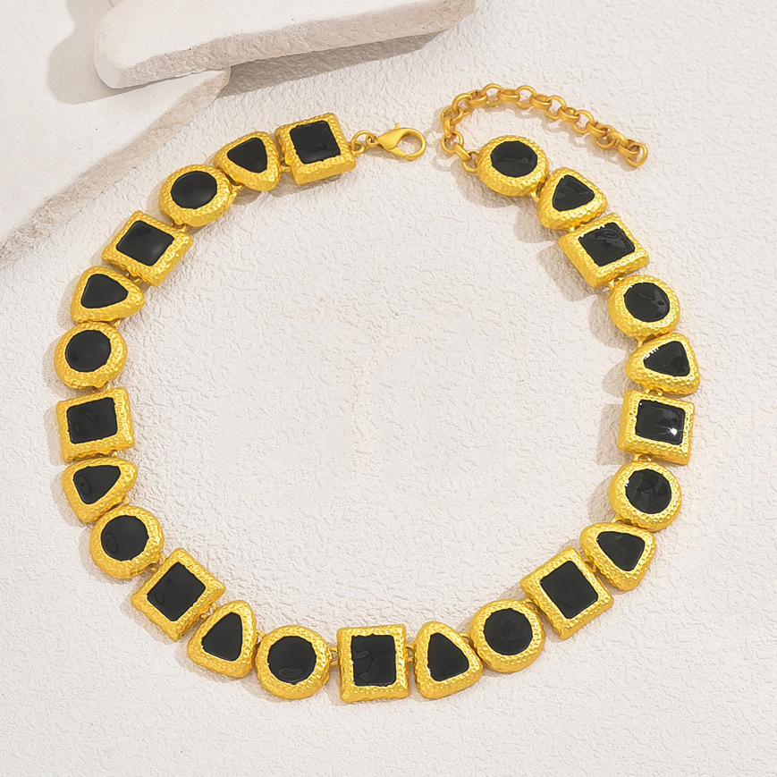 Style Women's Necklace Earrings Bracelet Set Personality Oil Drip Design Long Clavicle Chain Jewelry