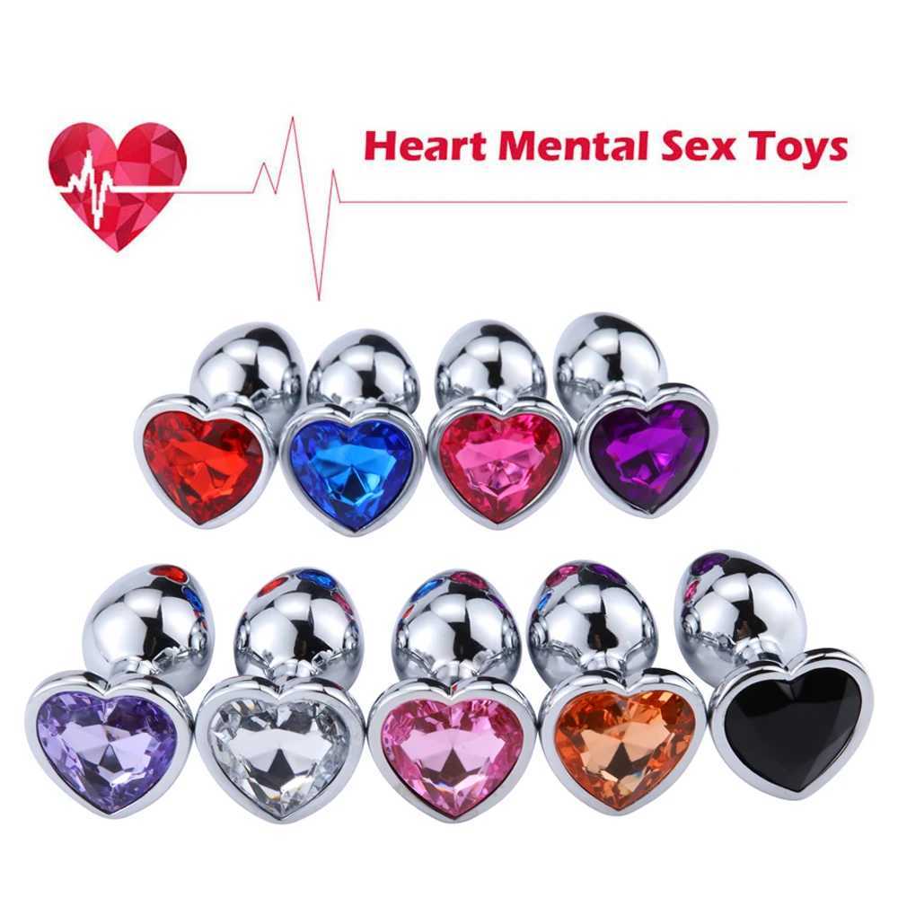 Heart Butt Plug Stainless Metal Anal Plugs Unisex Sex Stopper Adults Products for Men Women Anal Trainer for Couples Sex Toys W250624