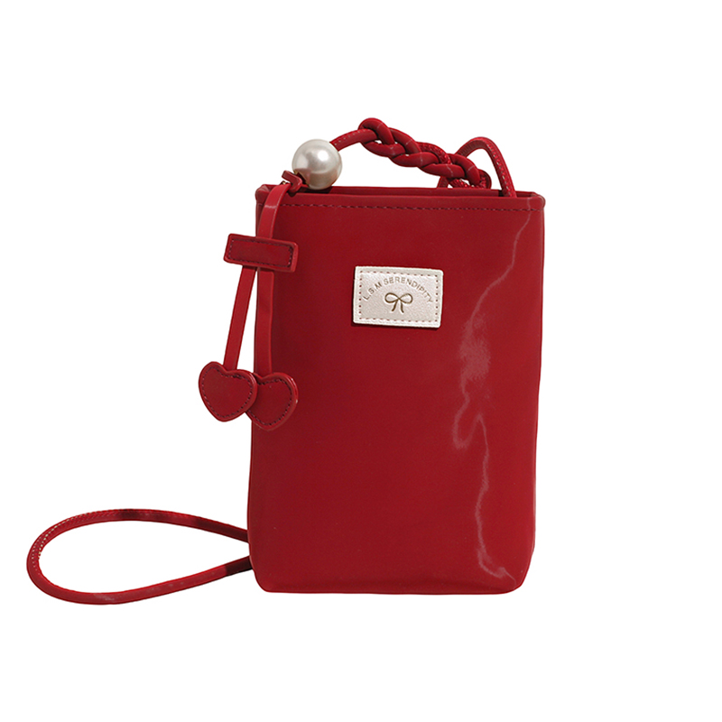 Original niche crossbody high-end bucket mini phone bag, shiny bow, underarm single shoulder women's bag
