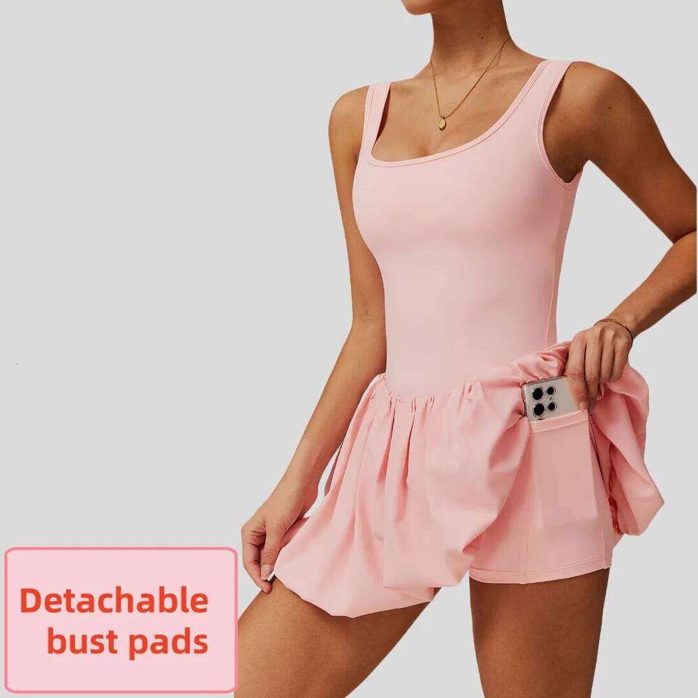 Pad Tennis Skirt Sports Fiess Nude Breathable Anti-light Golf Badminton Running Casual Workout Clothes Gym Yoga Suit for Women