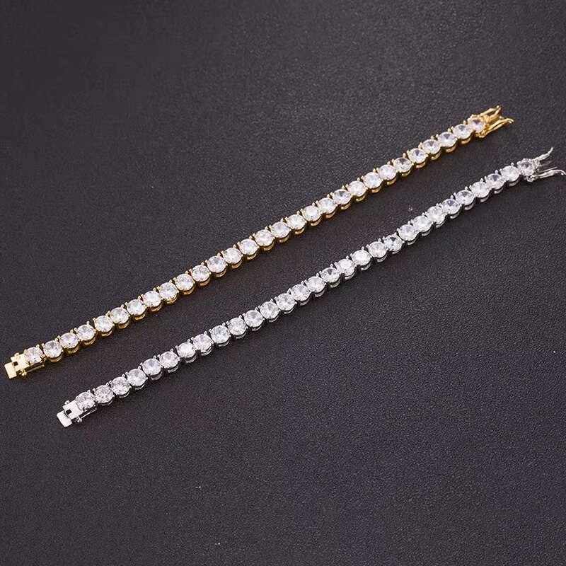 Iced Out Hip Hop Moissanite Jewelry 5mm High Quality Mens Moissanite 925 Silver Tennis Chain