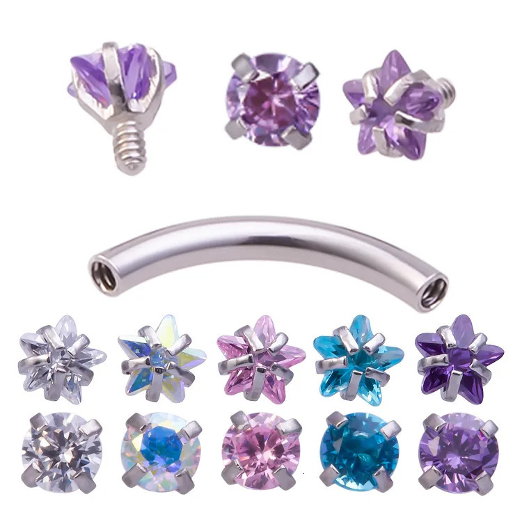 5PCS Crystal Eyebrow Piercing Set Curved Barbell Piercings Rook Earring Bulk Helix Stud Tragus Earrings Cartilage Jewelry Labret 250613