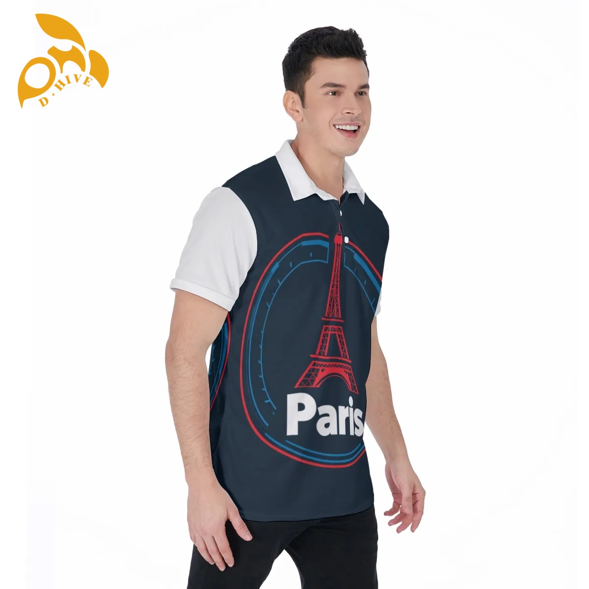 free shipping new design All-Over Print Men's Polo Shirt Collar Jersey High-quality fabric Fashionable style Skin-friendly breathable