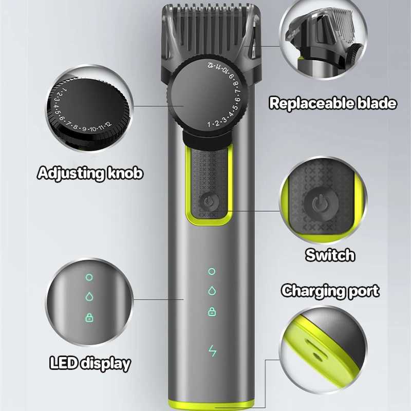 Beard Trimmer for Men Adjustable Hair Clippers Electric Cordless Kit Waterproof Professional Barbers Set Mens Mustache Trimmers XJ250624