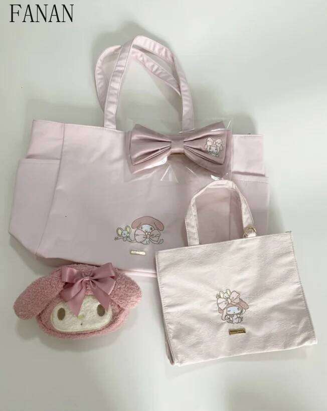 Sweet And Cute Transparent Casual Handbags For Women 2025 New Shoulder Bags Portable Lace Satin Hairpin Plush Cosmetic Bag