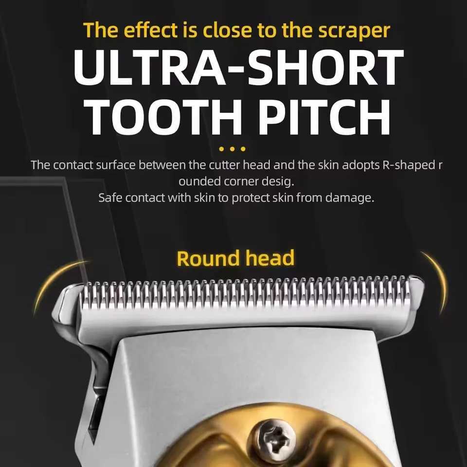 Kemei Wholesale Electric Gold Silver Color Hair Trimmer Kemei Km-679 USB Charging Mini LCD Light Carving Scissors Hair Clipper XJ250624