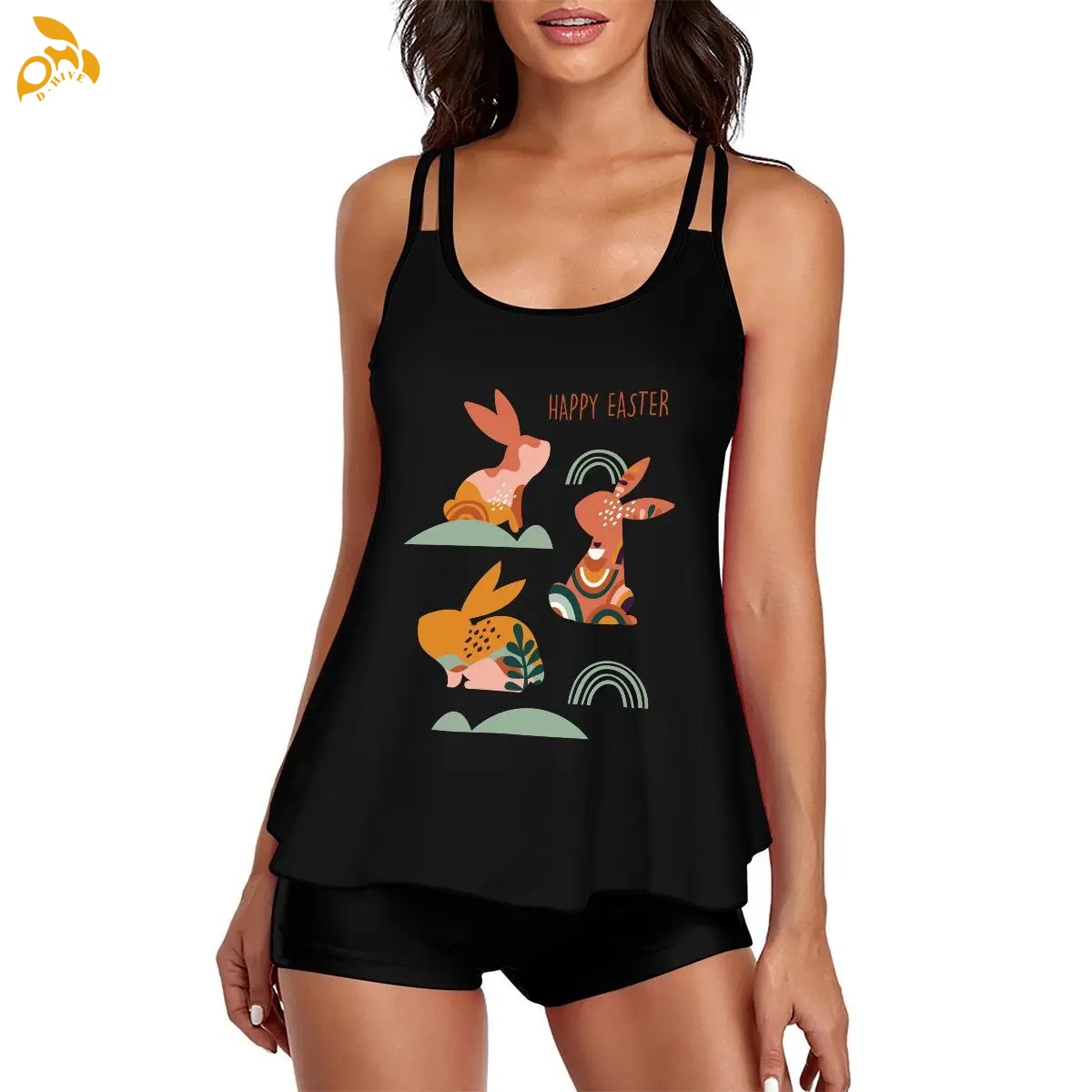free shipping of customized super fashionable Ladies' halter two-piece swimsuit set is suitable for 200GSM DTF with exquisite patterns from US