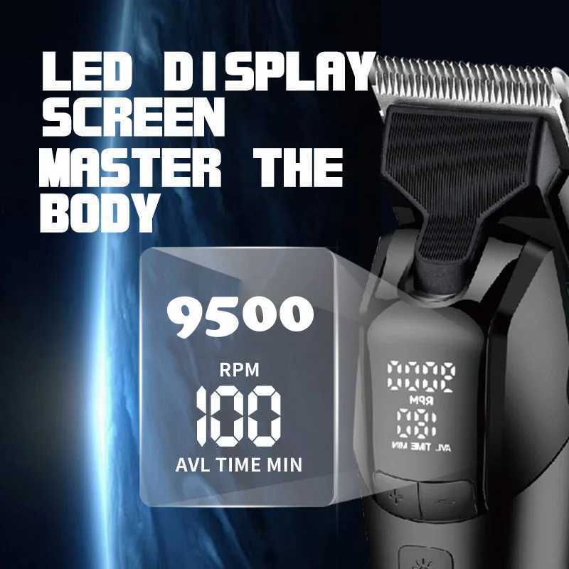 Kemei 1858 Original Professional Rechargeable Hair Trimmer Adjustable Hair Clipper USB Carving Barber Salon DLC Blade XJ250624