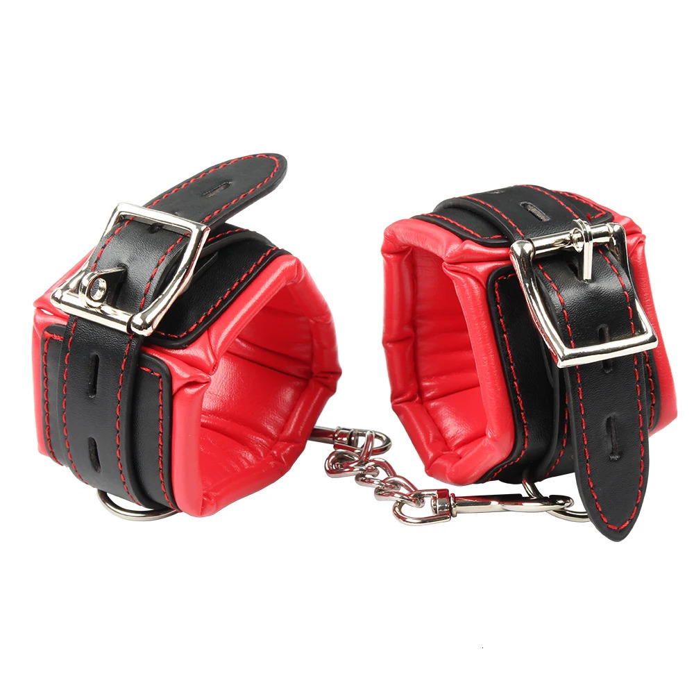 Soft Sponge Lining Hand Cuff Ankle Cuff BDSM Bondage Kinky Wirst Cuff Slave Restraints Fetish Shackles With Chain Adult Game Toy 250624