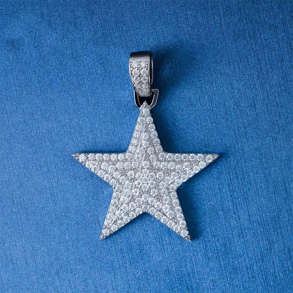 Star VVS Moissanite S925 Pendant Iced Out Necklaces for Men Pass Diamonds Tester Moissanite Star Pendant Necklaces With GRA