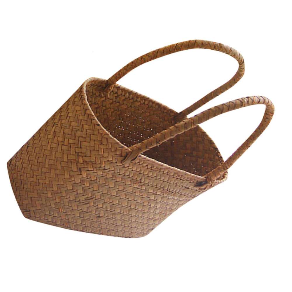 Seaweeds Woven Durable Laundry Basket Market Bag for Outing Picnic Clothes Storage