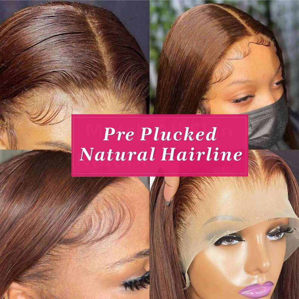 13X6 Chocolate Brown Front Wigs 13X4 Bone Straight Human Hair 30 40 Inch Lace Frontal Colored Wig 100% Brazilian For Women