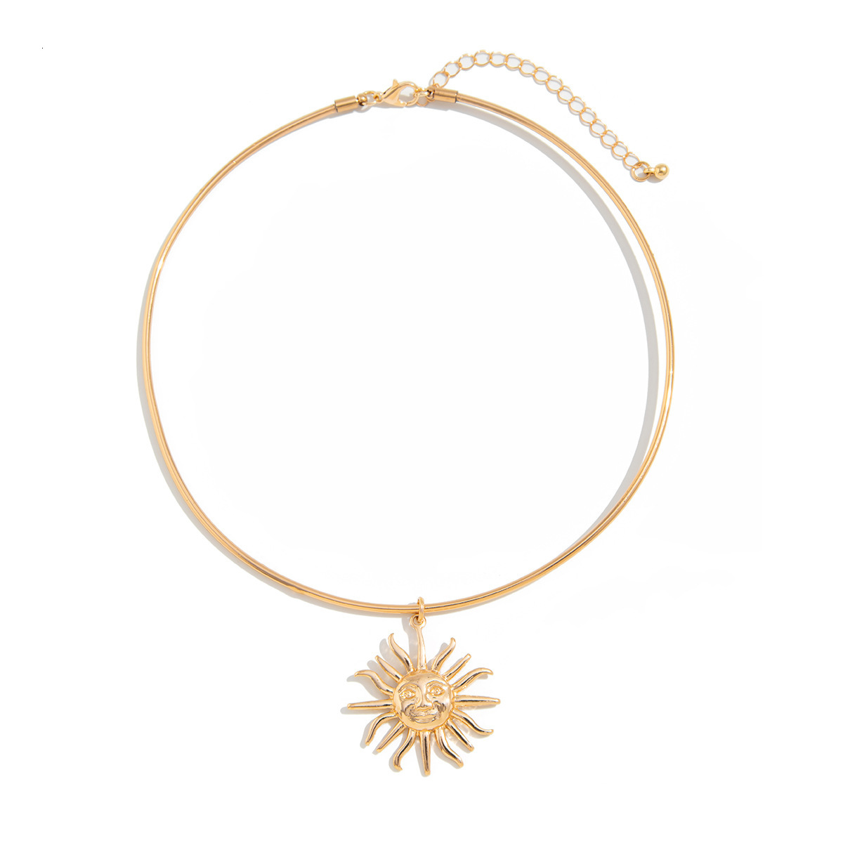 Accessories Niche Design Human Face Sun Pendant Choker Personality Alloy Collarbone Necklace