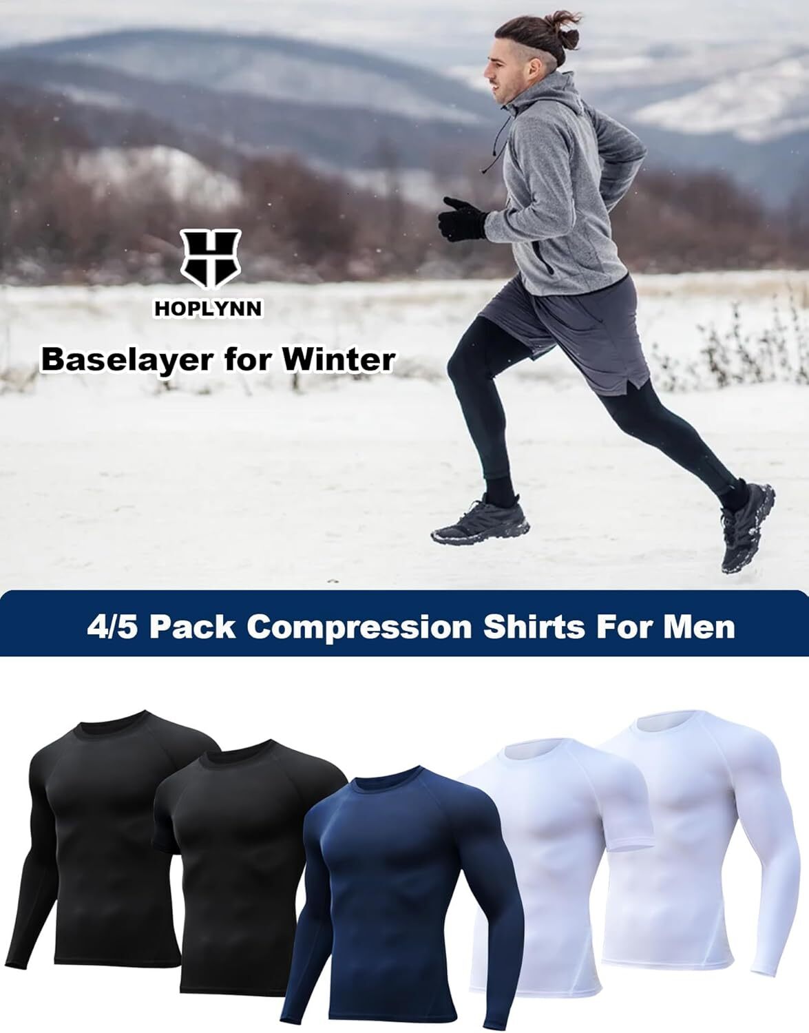 4/5 Pack Men's Training Compression T-Shirts, Long/Short Sleeve, Athletic T-Shirt For Sports