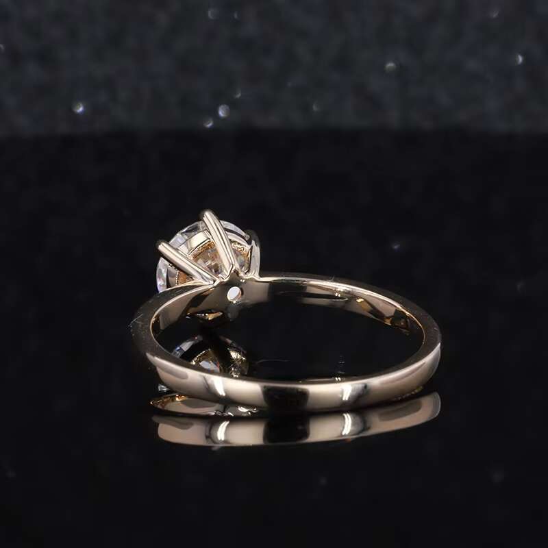 6 Prong Classic Design Jewelry 14k Yellow Gold Wedding Rings Women Moissanite Stone Ring