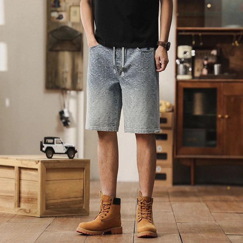Men er Casual Shorts Male Baggy Streetwear Knee Lenght Denim Short Pants Summer Fashion Daily Wide Leg Short Jeans 250617