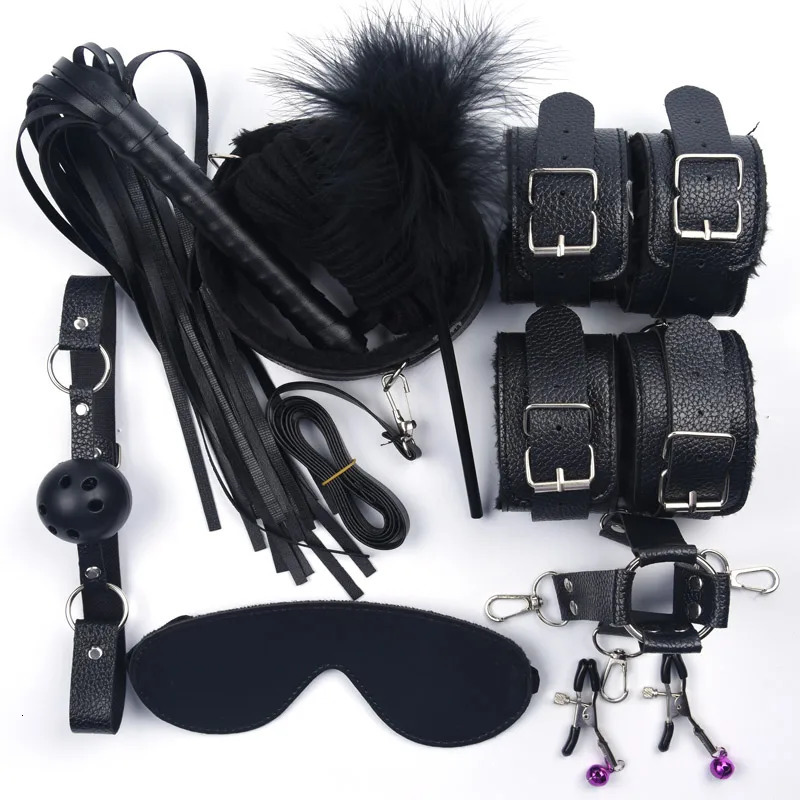Leather Nylon Handcuffs Whip Mouth Gag Bondage BDSM Kits Sex Toys For Women Bondage Adult Games Exotic Sex Products 250624