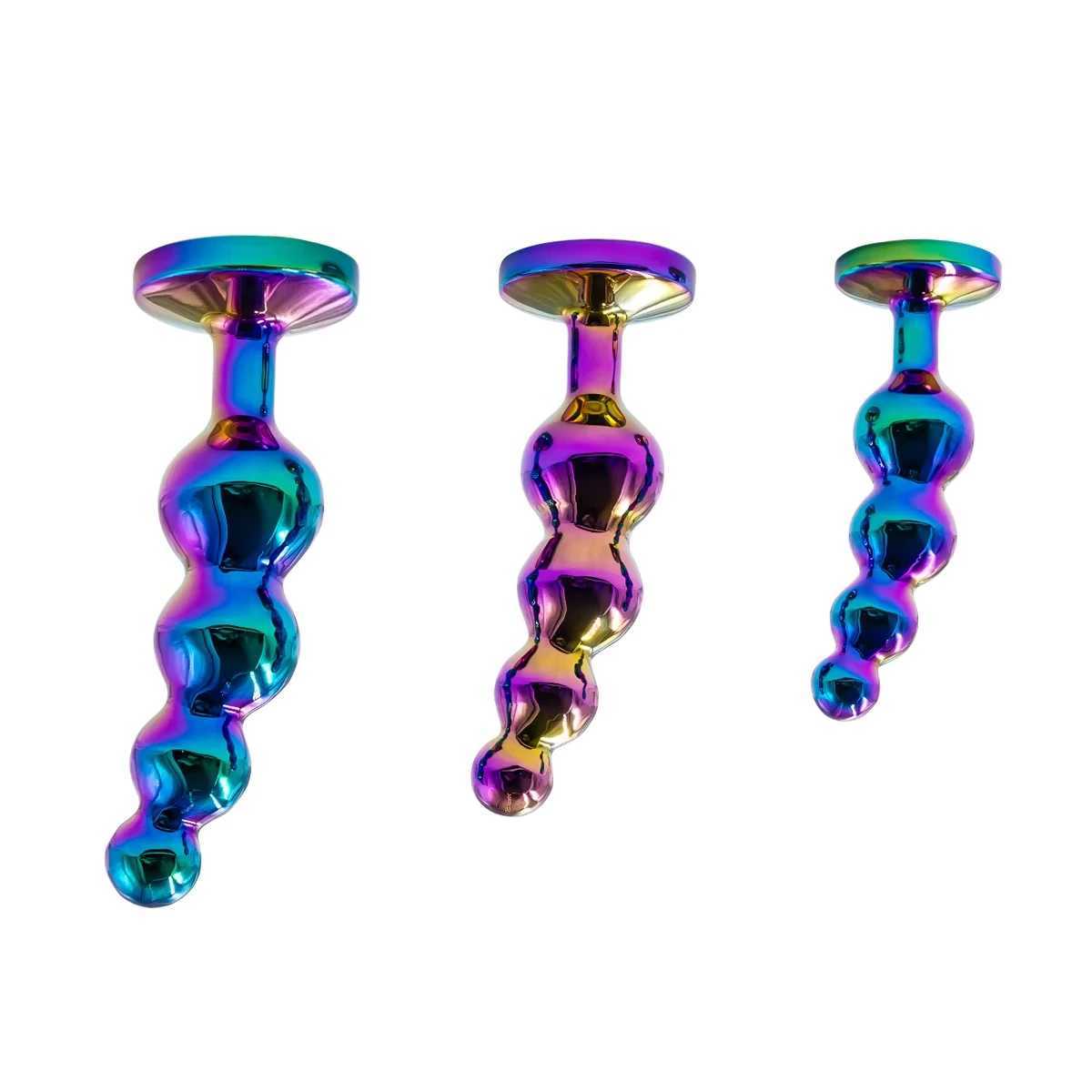 New Colorful Anal Plug Metal Anal Beads Butt Plug Metal Dildo G-spot Stimulating Prostate Massager Sex Toys for Men and Women W250624