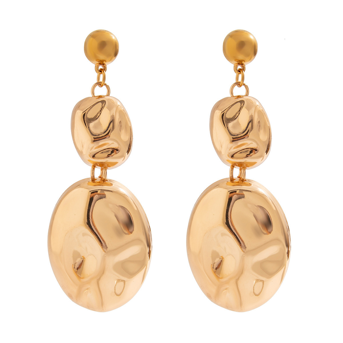 Fashion Light INS Collarbone Design Sense Shiny Metal Wrinkle Irregular Pendant Necklace