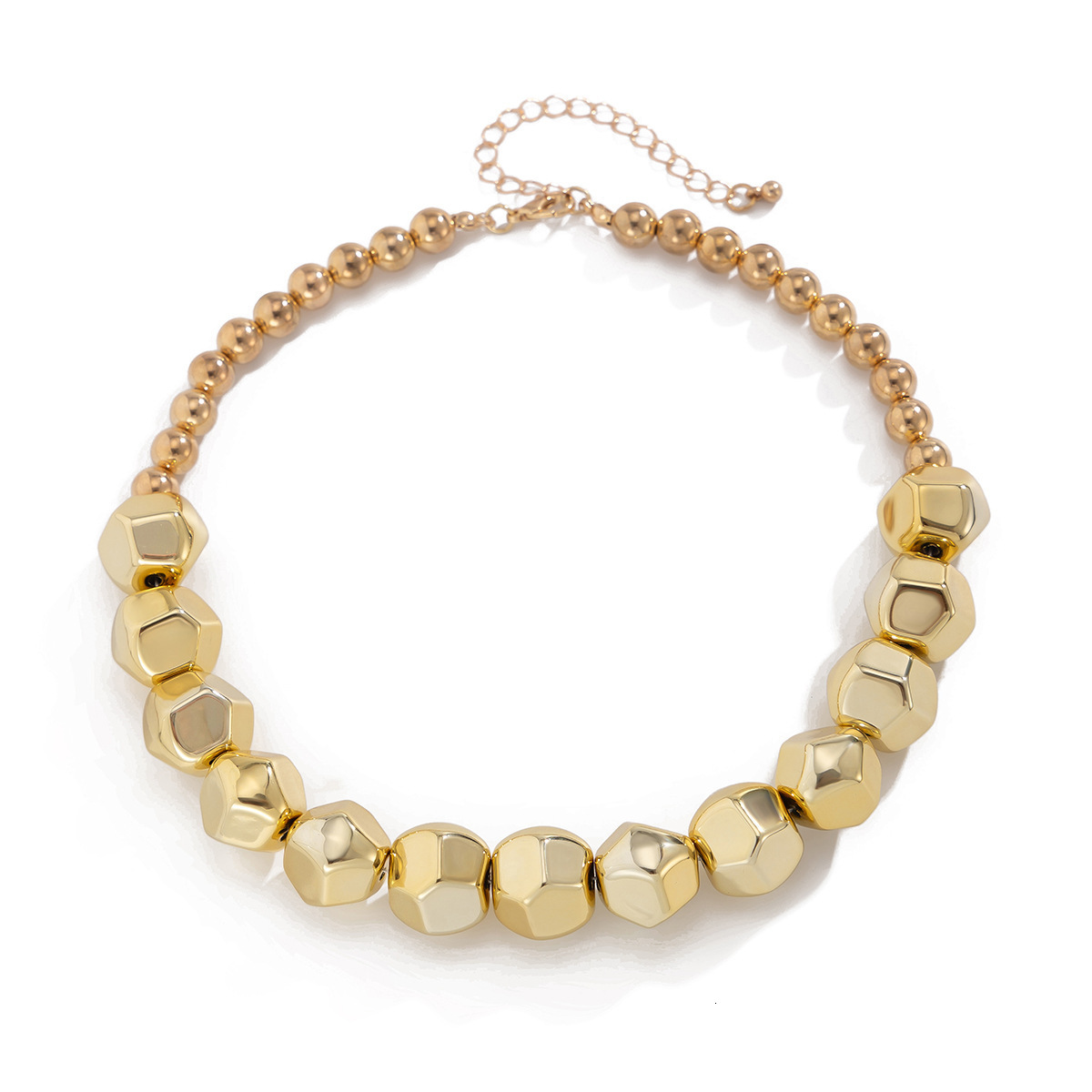 Unique Geometric Smooth Wrinkle Collarbone Chain Exaggerated Irregular CCB Beaded Necklace