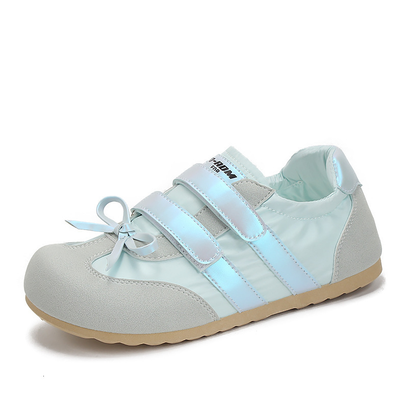 Designer casual shoes 2025 Summer New Flat Bowknot German Training Shoes for Women with Velcro, Comfortable Lightweight Casual Agan Shoes, White Sneak