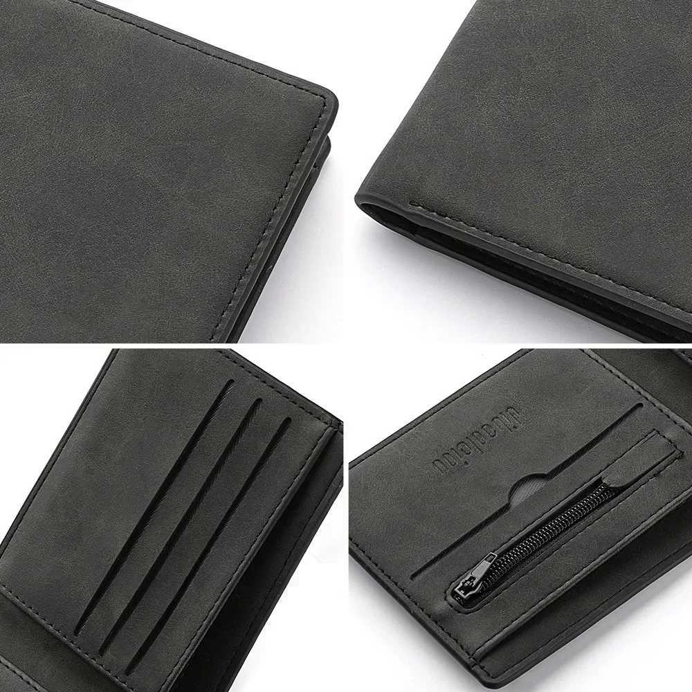 2025 New Wallet Mens Genuine PU Leather Male Short Zipper Simple Soft Leather Light Mey Clip Vintage Business Wallet StudentsXJ250624