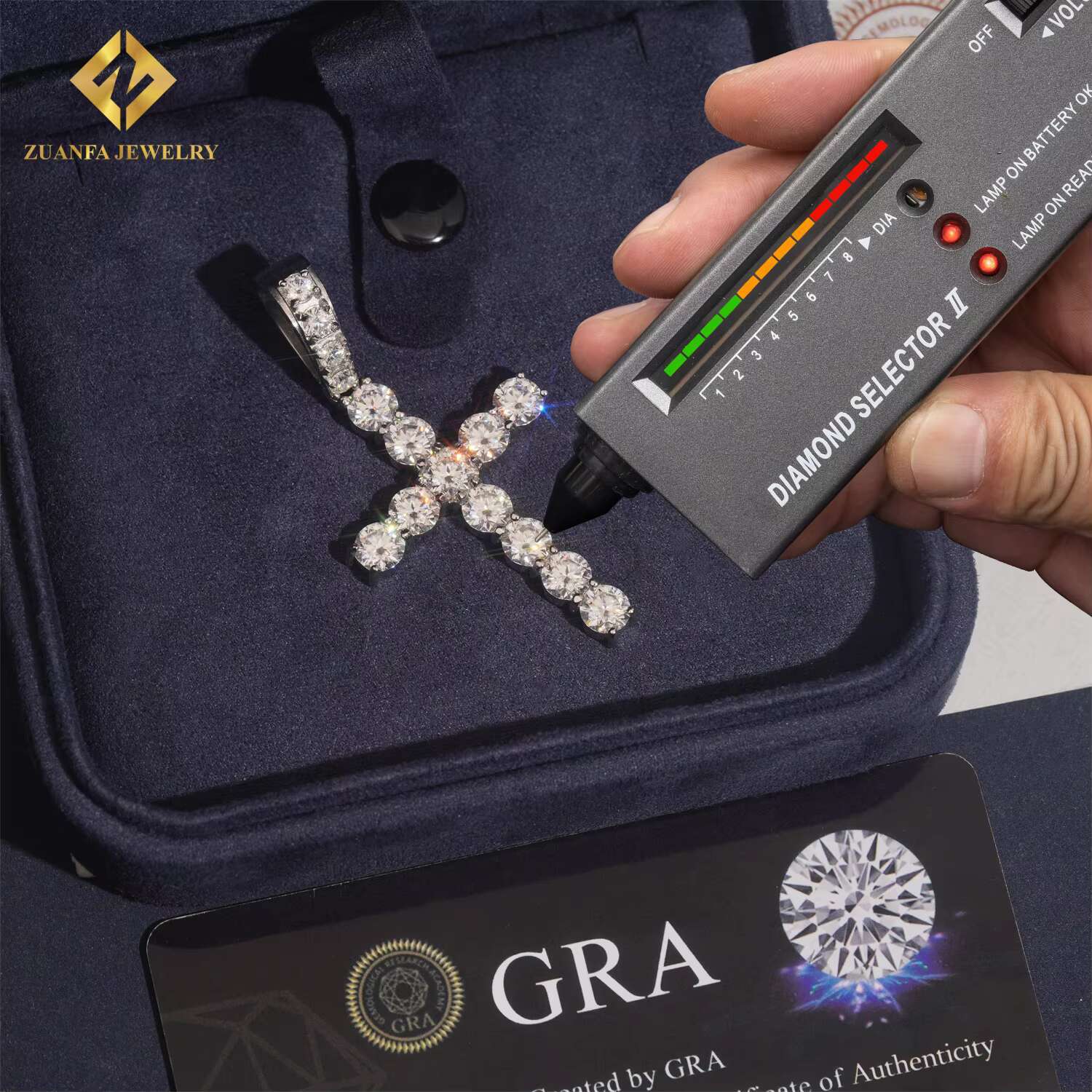 Pass Diamond Tester Custom Iced Out Hip Hop Moissanite Jewelry Pendant VVS D Moissanite Stainless Steel Cross Pendant